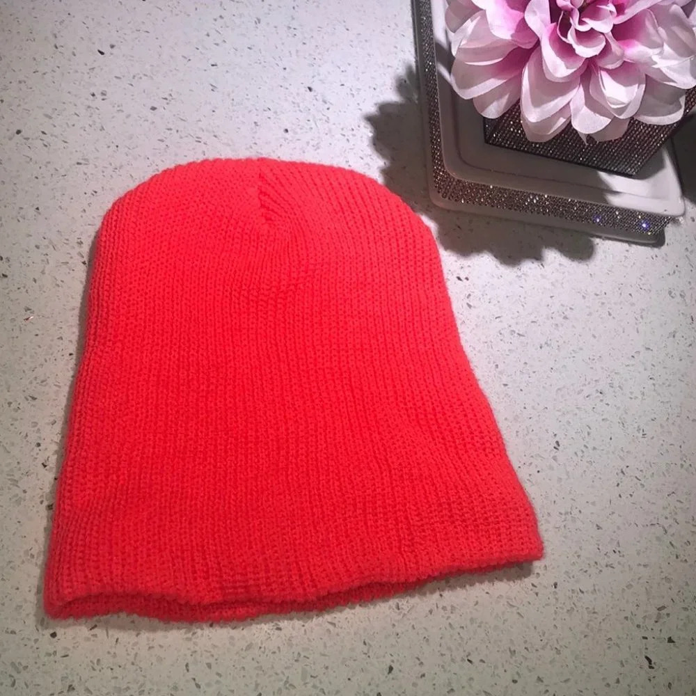 Coral toque hat neon pink garage knitted winter